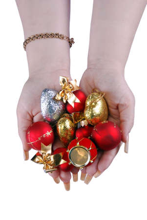 New Year's toys in female handsの写真素材