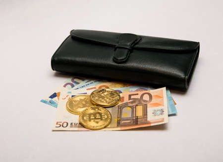 Wallet and different currenciesの写真素材