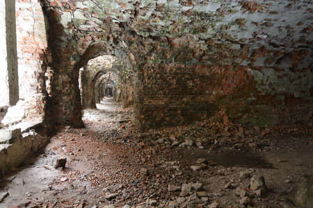 Ruins of a very old castle with many archesのeditorial素材