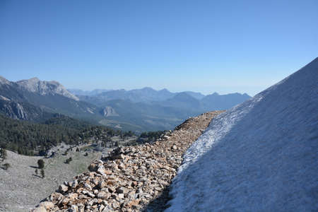 A dangerous path high in the mountainsの写真素材