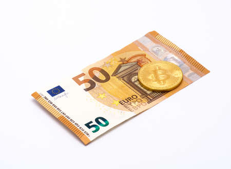 The note is fifty euros and one bitcoin