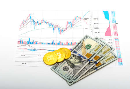 chart growth rate bitcoin and real moneyの写真素材