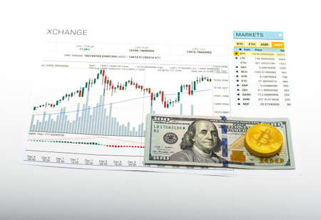chart growth rate bitcoin and real moneyの写真素材