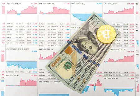 chart growth rate bitcoin and real moneyの写真素材