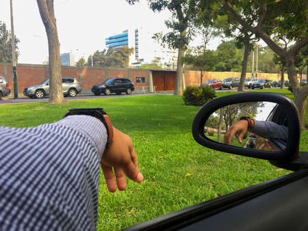 Driving through the cityの写真素材