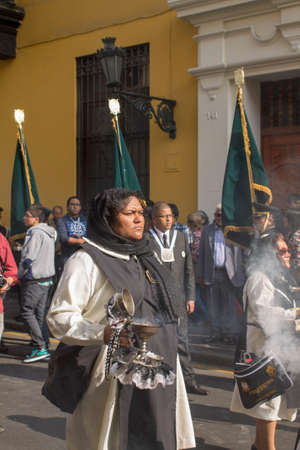 LIMA, PERU - AUG 29TH 2015: Procession of faith, of Santa Rosa de Lima, patroness of Peru.のeditorial素材