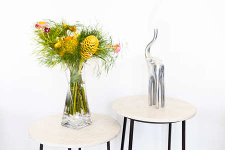 Bouquet of flowers with Zingiber yellow spectabile or microphone, maraca flowerの写真素材