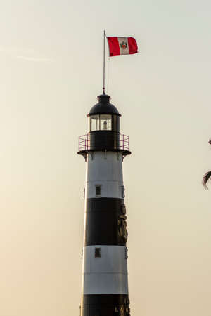 Peru flag on a lighthouseの写真素材