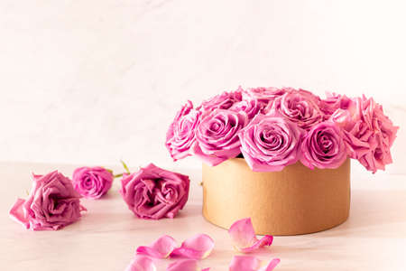 Floral arrangement composed of pink roses for springの写真素材