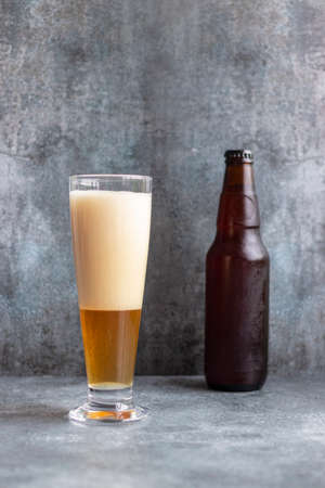 View of beer served in a glassの写真素材
