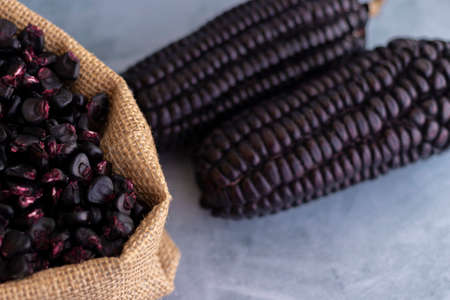 Peruvian Purple Corn, Which Is Mainly Used To Prepare Juice Or A Jelly-Like Dessertの写真素材