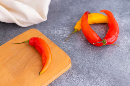 Presentation of Peruvian hot red chili (Aji Limo)の写真素材