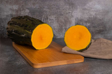 Typical pumpkin from Peru, also called as: Zapallo Loche or Lambayeque.の写真素材