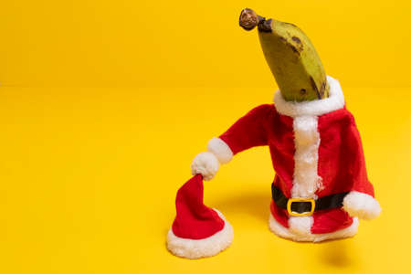 Banana dressed as Santa Claus, prepared for Christmas
