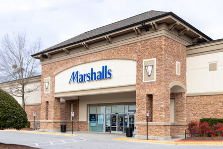 Buford, USA - Jan 17th 2021: Front view of the Marshalls store located in Buford, GA.のeditorial素材