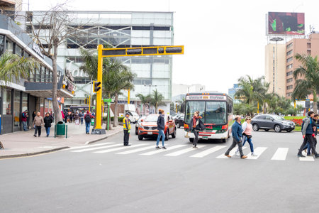 LIMA, PERU - SEP 08TH 2019: Traffic view in the city of Lima, Peruのeditorial素材