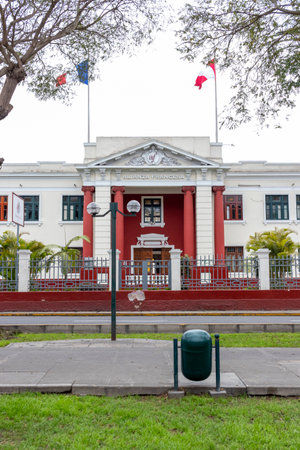 LIMA, PERU - SEP 08TH 2019: French Alliance in Peru, headquarters of the District of Miraflores in the city of Lima, Peru.のeditorial素材