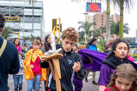 LIMA, PERU - SEP 08TH 2019: March of the members of the FIQUI Association of Peru in the District of Miraflores in September 2019 in Peru.のeditorial素材
