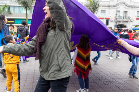 LIMA, PERU - SEP 08TH 2019: March of the members of the FIQUI Association of Peru in the District of Miraflores in September 2019 in Peru.のeditorial素材