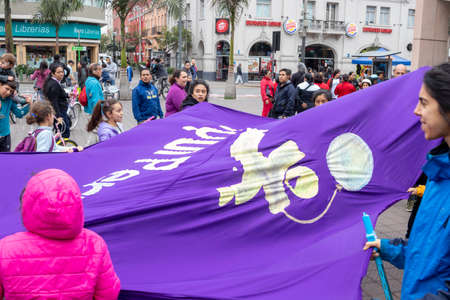 LIMA, PERU - SEP 08TH 2019: March of the members of the FIQUI Association of Peru in the District of Miraflores in September 2019 in Peru.のeditorial素材