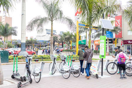 LIMA, PERU - SEP 08TH 2019: Alternative means of transport for the inhabitants of the city of Lima in Peruのeditorial素材
