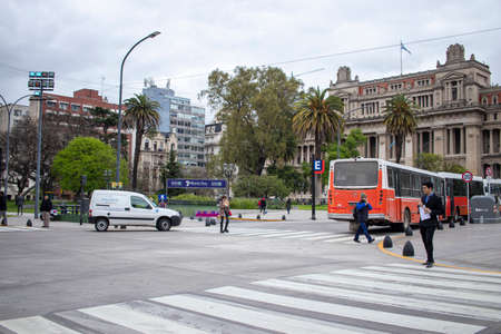 BUENOS AIRES - 15TH OCT 2019: People walking through the streets of the city of Buenos Aires in Argentina.のeditorial素材