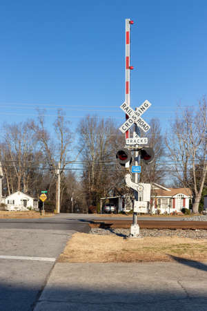 Railway or railroad tracks for train transportationの写真素材