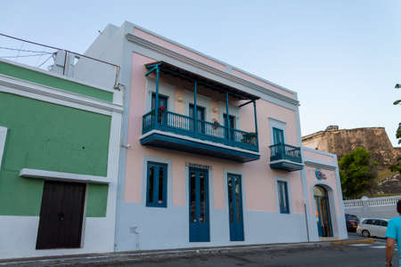 Old San Juan, Puerto Rico - Mar 22th 2014: View of colorful facades in Old San Juan, Puerto Ricoのeditorial素材