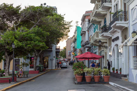 Old San Juan, Puerto Rico - Mar 22th 2014: View of colorful facades in Old San Juan, Puerto Ricoのeditorial素材