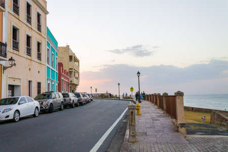 Old San Juan, Puerto Rico - Mar 22th 2014: View of colorful facades in Old San Juan, Puerto Ricoのeditorial素材