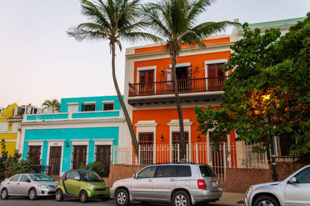 Old San Juan, Puerto Rico - Mar 22th 2014: View of colorful facades in Old San Juan, Puerto Ricoのeditorial素材
