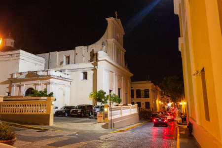 Night view of the city in Old San Juan in Puerto Ricoのeditorial素材