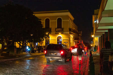 Night view of the city in Old San Juan in Puerto Ricoのeditorial素材