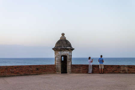Tourists enjoying the Morro de San Juan, in Old San Juan.のeditorial素材