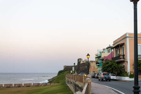 View of the streets overlooking the sea of Old San Juan. Puerto Ricoのeditorial素材