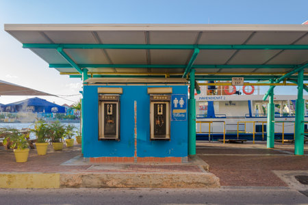 View of the streets and facades of the city of Willemstad in Curacao