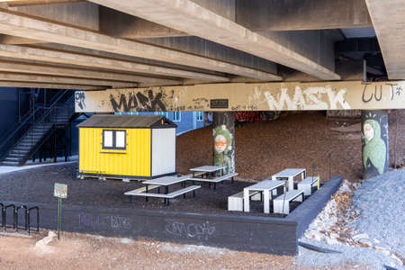 Atlanta, Georgia - Jan 18th 2021: Food stall found under a bridge on the Beltline in Atlantaのeditorial素材