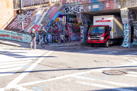 Atlanta, USA - Jan 18th 2021: External view of the Krog tunnel, an icon of the artists of Atlanta, USAのeditorial素材