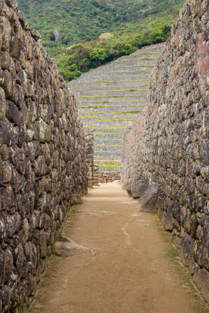 Archaeological remains of Machu Picchu located in the mountains of Cusco.の写真素材