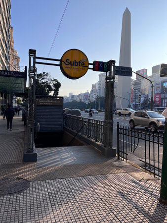 Buenos Aires, Argentina - 06th Jun 2022: Subway station entrance in the city of Buenos Airesのeditorial素材