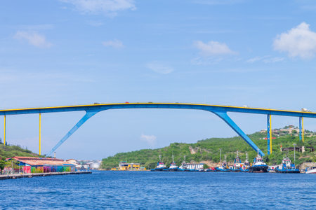 Juliana Queen Bridge in the city of Willemstad. Curacaoの写真素材