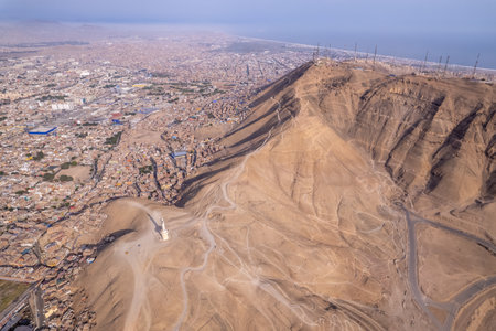 Aerial view of the Chorrillos boardwalk in Lima, Peru.の写真素材