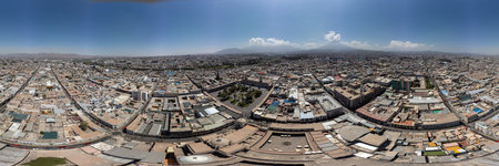 Aerial view of the city of Arequipa and its volcanoes. Peru. 360 Viewの写真素材