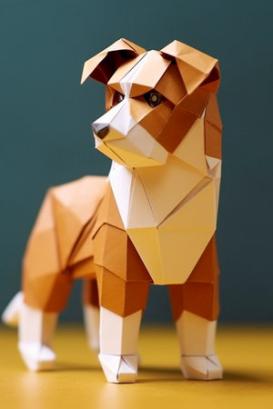 Cute little breed dog made in Japanese origami styleの素材