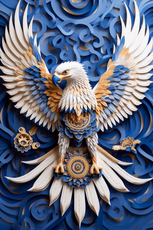 Paper figure in the form of a cute Bald Eagle.の素材