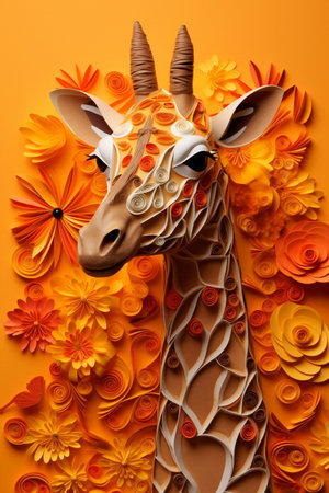Paper figure in the form of a cute giraffeの素材