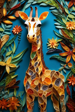 Paper figure in the form of a cute giraffeの素材