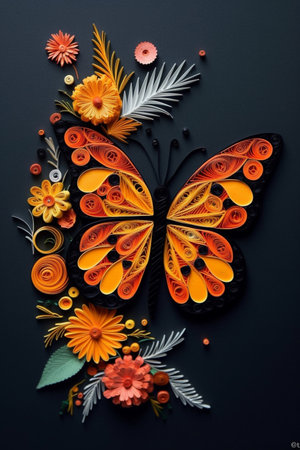 Paper figure in the form of a cute butterflyの素材