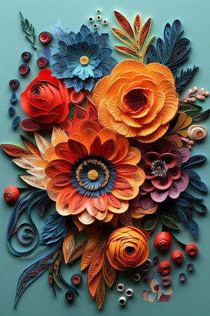 Paper figure in the form of a cute flowersの素材