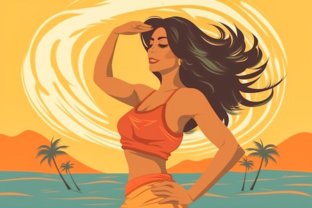 Attractive woman on the beachの素材